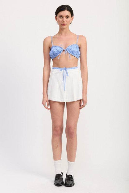 STRIPED RUFFLE TIE FRONT BRALETTE - Shop Style & More | Fresh Looks, Everyday Deals & Free Shipping