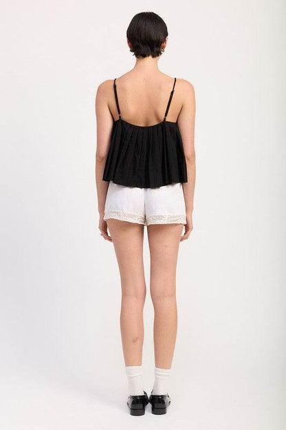 PLEATED TIE FRONT CAMI TOP - Shop Style & More | Fresh Looks, Everyday Deals & Free Shipping