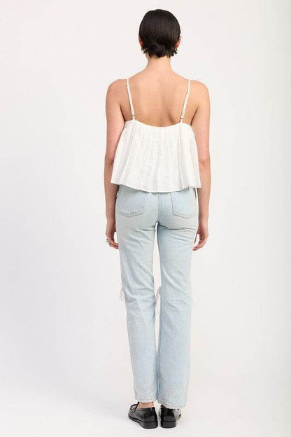 PLEATED TIE FRONT CAMI TOP - Shop Style & More | Fresh Looks, Everyday Deals & Free Shipping