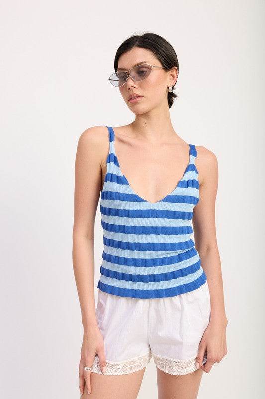 STRIPED RIBBED KNIT CAMI TOP - Shop Style & More | Fresh Looks, Everyday Deals & Free Shipping