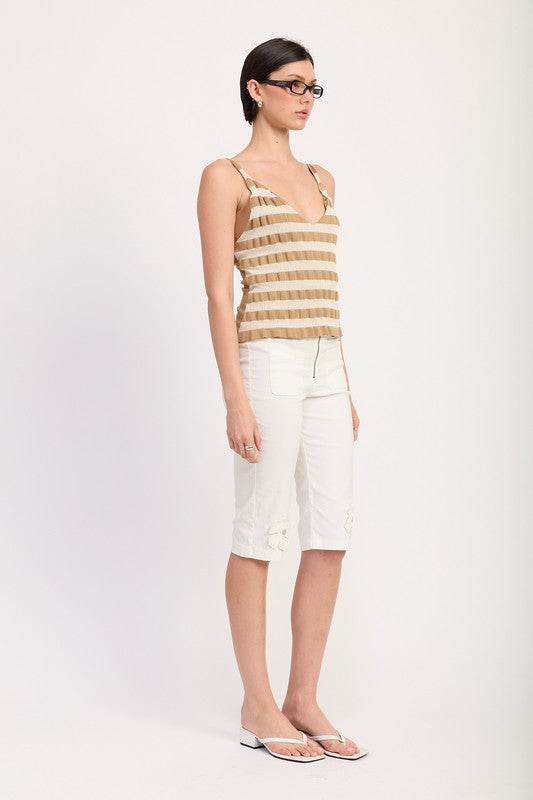 STRIPED RIBBED KNIT CAMI TOP - Shop Style & More | Fresh Looks, Everyday Deals & Free Shipping