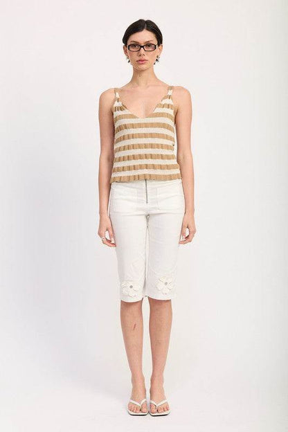 STRIPED RIBBED KNIT CAMI TOP - Shop Style & More | Fresh Looks, Everyday Deals & Free Shipping