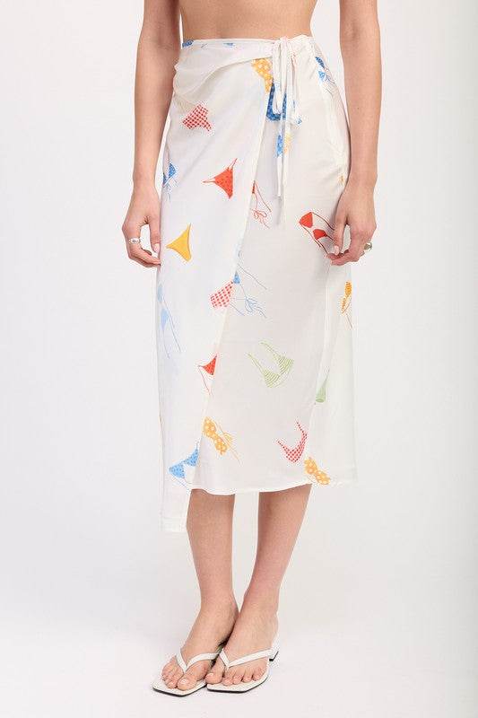 PRINTED SATIN MIDI SKIRT WITH SIDE RUCHE - Shop Style & More | Fresh Looks, Everyday Deals & Free Shipping