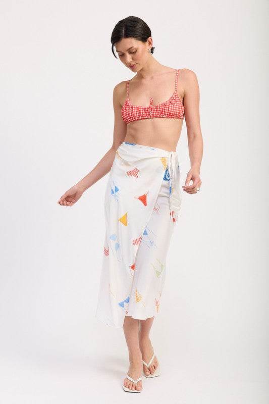 PRINTED SATIN MIDI SKIRT WITH SIDE RUCHE - Shop Style & More | Fresh Looks, Everyday Deals & Free Shipping