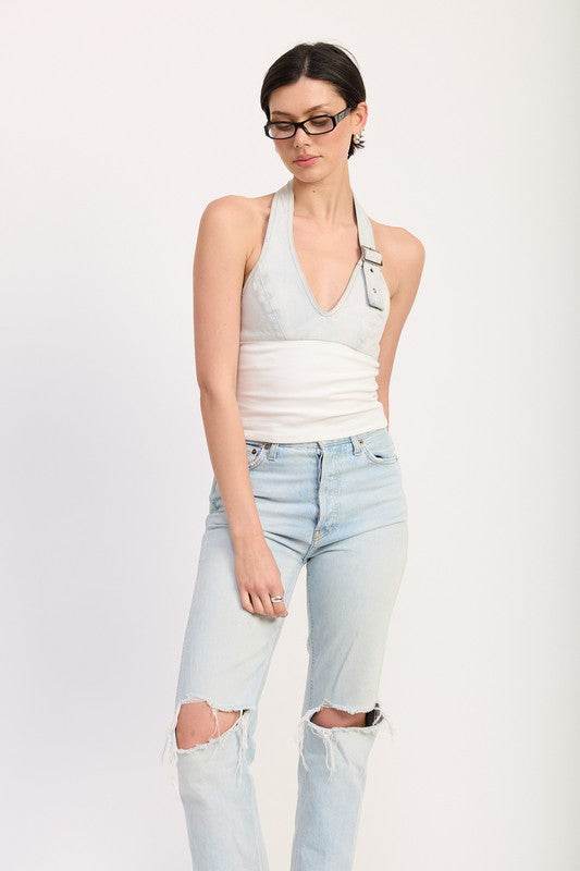 CONTRASTED HALTER NECK TOP - Shop Style & More | Fresh Looks, Everyday Deals & Free Shipping