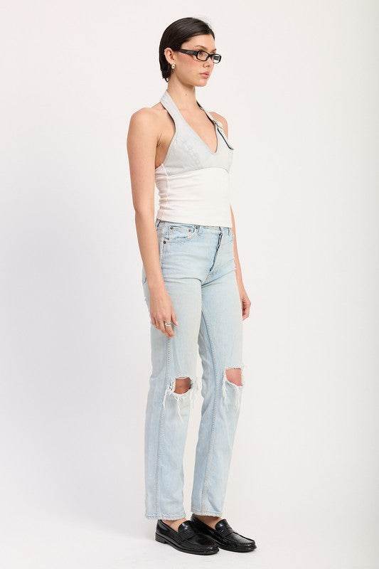 CONTRASTED HALTER NECK TOP - Shop Style & More | Fresh Looks, Everyday Deals & Free Shipping