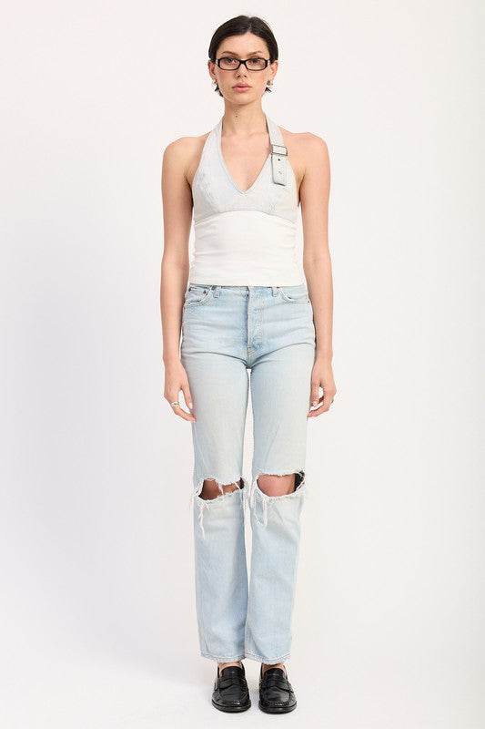 CONTRASTED HALTER NECK TOP - Shop Style & More | Fresh Looks, Everyday Deals & Free Shipping