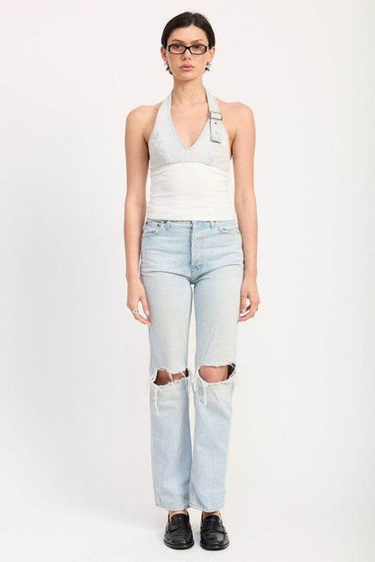 CONTRASTED HALTER NECK TOP - Shop Style & More | Fresh Looks, Everyday Deals & Free Shipping