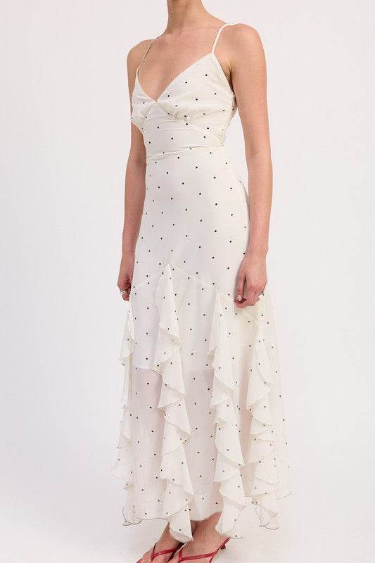 RUFFLED WRAP MAXI DRESS WITH CROSS BACK - Shop Style & More | Fresh Looks, Everyday Deals & Free Shipping