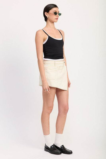 ASYMMETRICAL FOLD OVER DENIM SKORT - Shop Style & More | Fresh Looks, Everyday Deals & Free Shipping