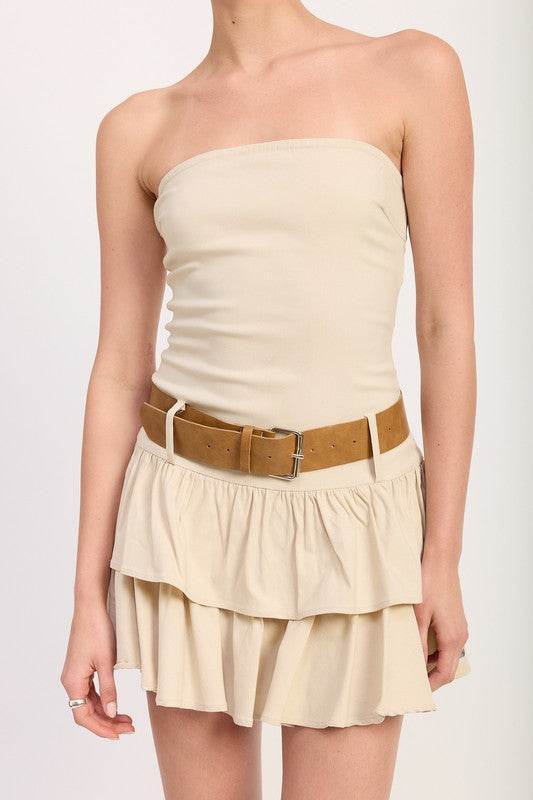 STRAPLESS TIERED MINI DRESS WITH BELT - Shop Style & More | Fresh Looks, Everyday Deals & Free Shipping