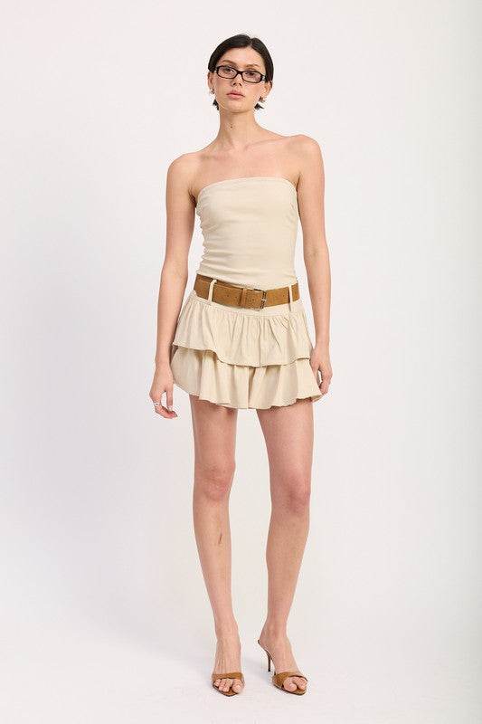 STRAPLESS TIERED MINI DRESS WITH BELT - Shop Style & More | Fresh Looks, Everyday Deals & Free Shipping
