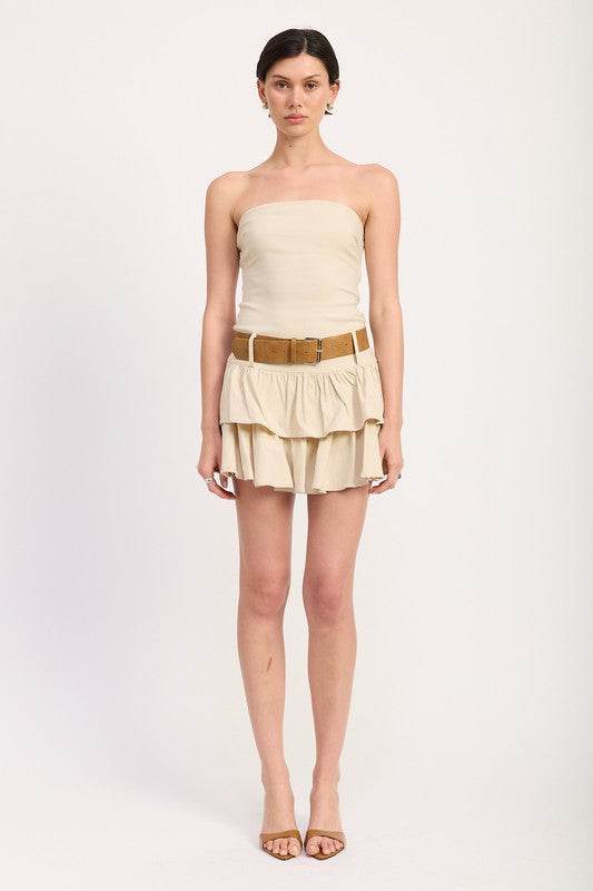 STRAPLESS TIERED MINI DRESS WITH BELT - Shop Style & More | Fresh Looks, Everyday Deals & Free Shipping