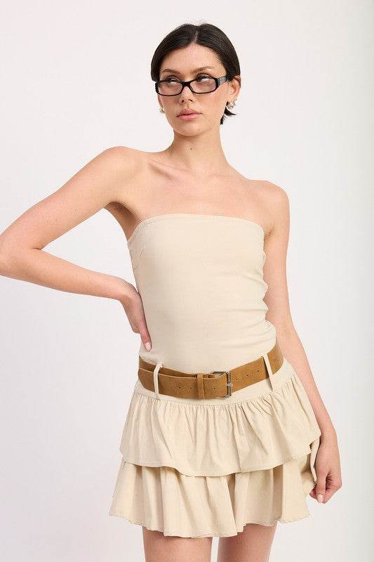 STRAPLESS TIERED MINI DRESS WITH BELT - Shop Style & More | Fresh Looks, Everyday Deals & Free Shipping
