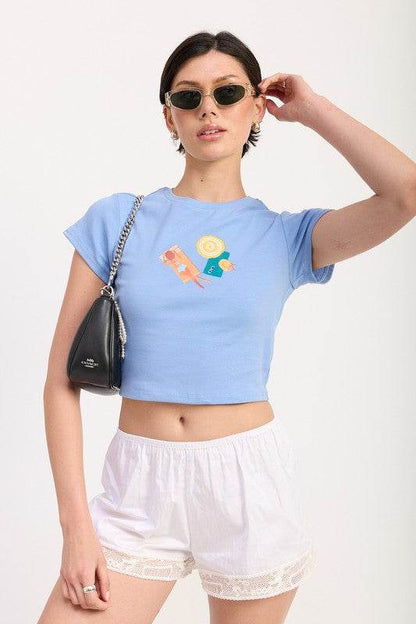 EMBROIDERED GRAPHIC BABY TEE - Shop Style & More | Fresh Looks, Everyday Deals & Free Shipping