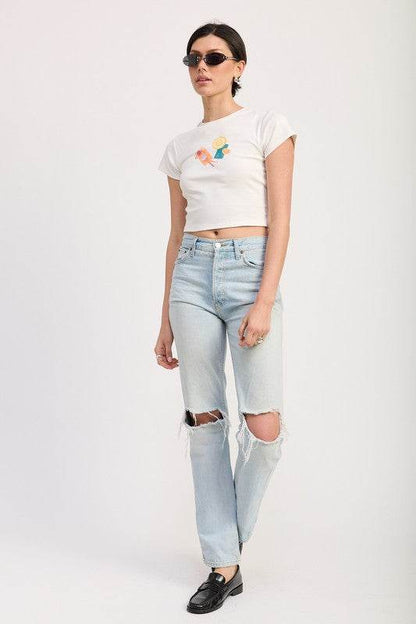 EMBROIDERED GRAPHIC BABY TEE - Shop Style & More | Fresh Looks, Everyday Deals & Free Shipping