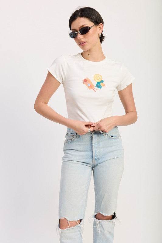EMBROIDERED GRAPHIC BABY TEE - Shop Style & More | Fresh Looks, Everyday Deals & Free Shipping