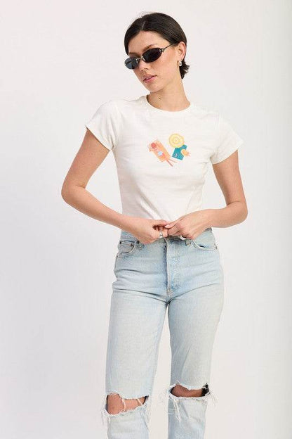 EMBROIDERED GRAPHIC BABY TEE - Shop Style & More | Fresh Looks, Everyday Deals & Free Shipping