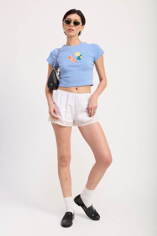EMBROIDERED GRAPHIC BABY TEE - Shop Style & More | Fresh Looks, Everyday Deals & Free Shipping