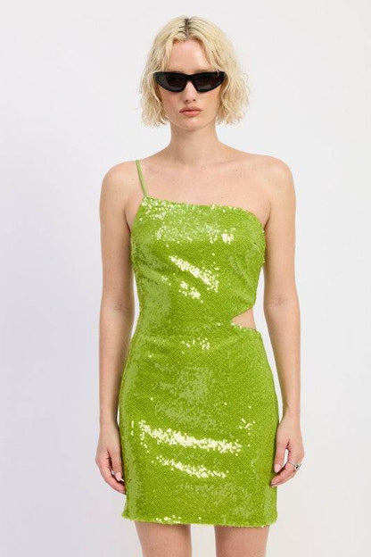 ONE SHOULDER SEQUIN MINI DRESS WITH CUT OUT - Shop Style & More | Fresh Looks, Everyday Deals & Free Shipping