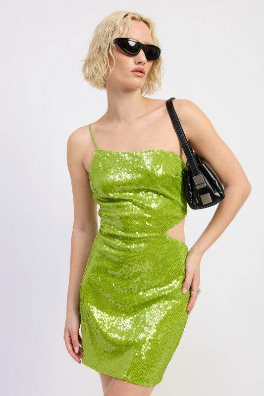 ONE SHOULDER SEQUIN MINI DRESS WITH CUT OUT - Shop Style & More | Fresh Looks, Everyday Deals & Free Shipping