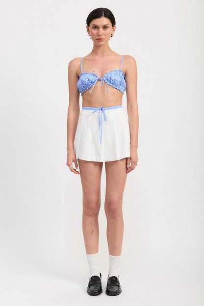 PLEATED CONTRAST TRIM SKORT - Shop Style & More | Fresh Looks, Everyday Deals & Free Shipping