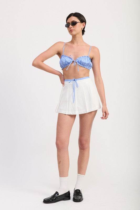 PLEATED CONTRAST TRIM SKORT - Shop Style & More | Fresh Looks, Everyday Deals & Free Shipping