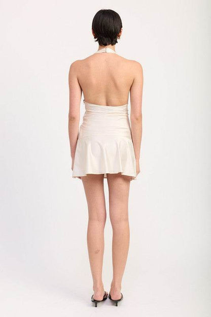 HALTER MINI DRESS WITH LACE TRIM DETAIL - Shop Style & More | Fresh Looks, Everyday Deals & Free Shipping