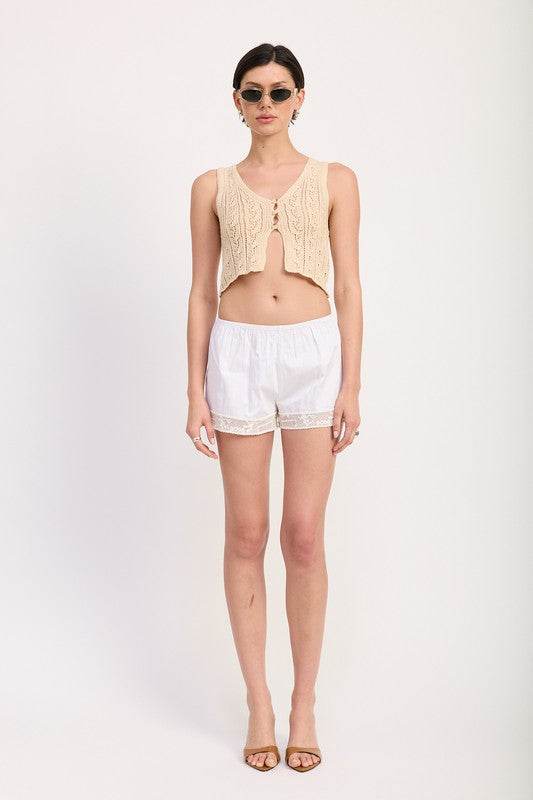 CROCHET BUTTON FRONT VEST TOP - Shop Style & More | Fresh Looks, Everyday Deals & Free Shipping