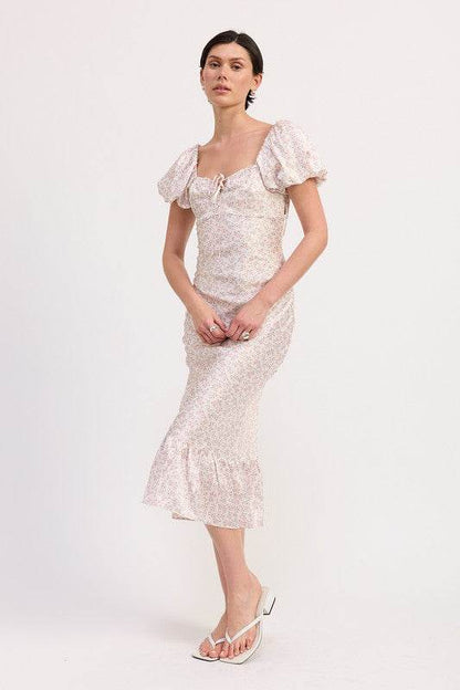 FLORAL PUFF SLEEVE MIDI DRESS - Shop Style & More | Fresh Looks, Everyday Deals & Free Shipping