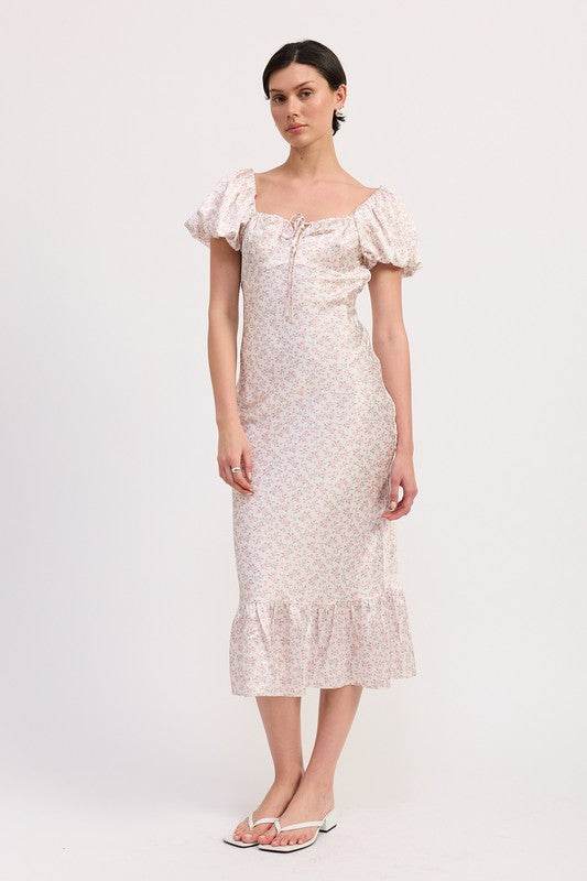 FLORAL PUFF SLEEVE MIDI DRESS - Shop Style & More | Fresh Looks, Everyday Deals & Free Shipping