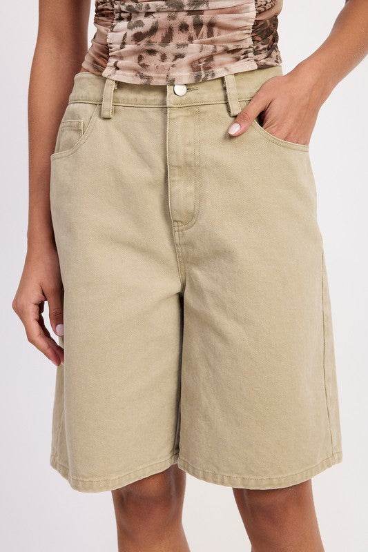 HIGH RISE WIDE LEG DENIM BERMUDA SHORTS - Shop Style & More | Fresh Looks, Everyday Deals & Free Shipping