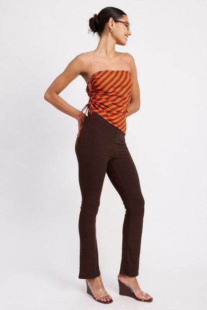 FITTED STRAPLESS STRIPE TOP WITH SIDE TIE ACCENT - Shop Style & More | Fresh Looks, Everyday Deals & Free Shipping