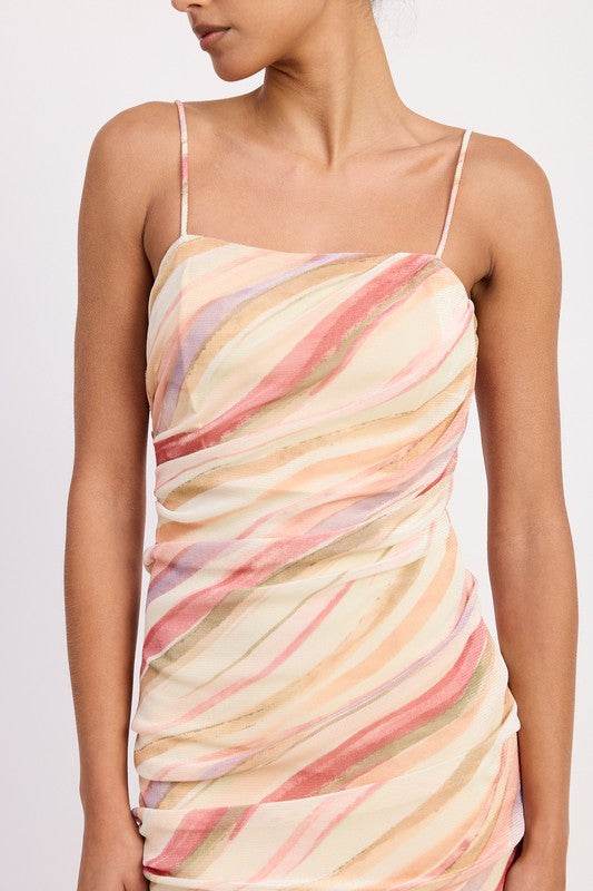 RUCHED MESH MIDI DRESS WITH ADJUSTABLE STRAPS - Shop Style & More | Fresh Looks, Everyday Deals & Free Shipping