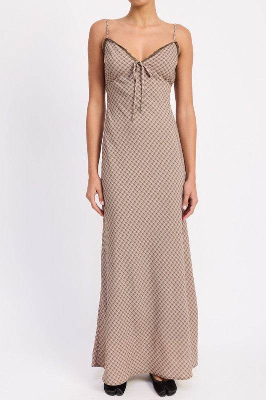 BIAS CUT FLARED MAXI DRESS WITH LACE TRIM - Shop Style & More | Fresh Looks, Everyday Deals & Free Shipping