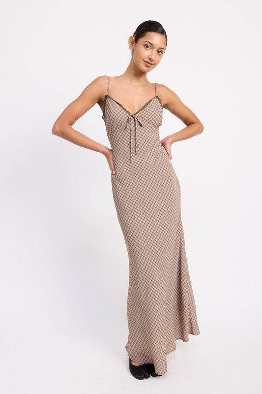 BIAS CUT FLARED MAXI DRESS WITH LACE TRIM - Shop Style & More | Fresh Looks, Everyday Deals & Free Shipping
