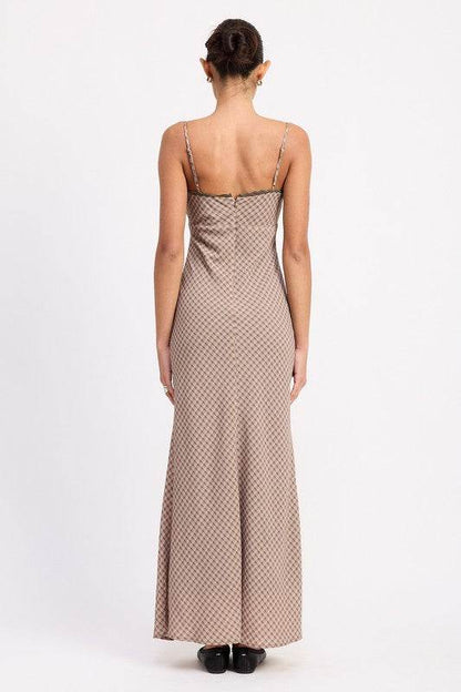 BIAS CUT FLARED MAXI DRESS WITH LACE TRIM - Shop Style & More | Fresh Looks, Everyday Deals & Free Shipping