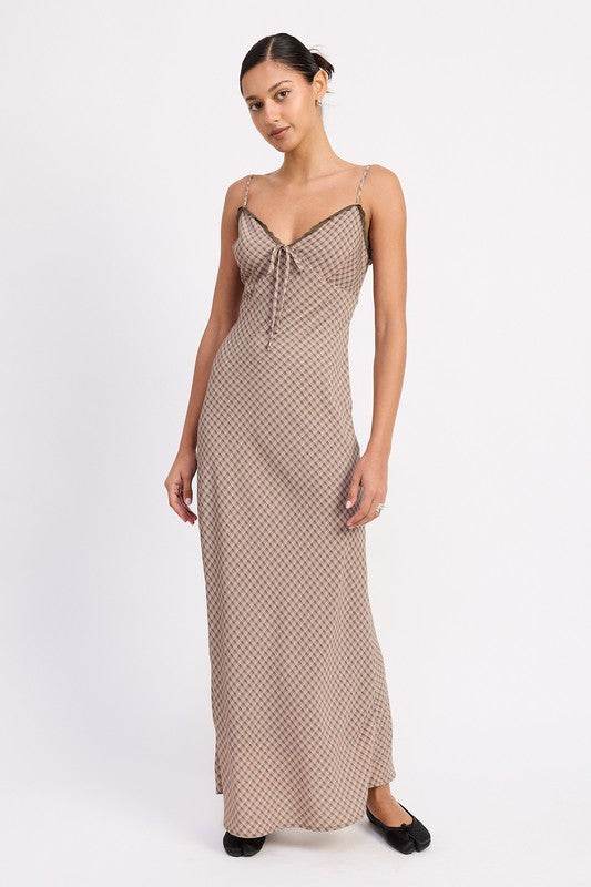BIAS CUT FLARED MAXI DRESS WITH LACE TRIM - Shop Style & More | Fresh Looks, Everyday Deals & Free Shipping
