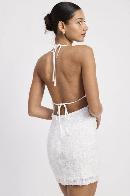 HALTER NECK MINI LACE DRESS WTIH BACK TIE - Shop Style & More | Fresh Looks, Everyday Deals & Free Shipping