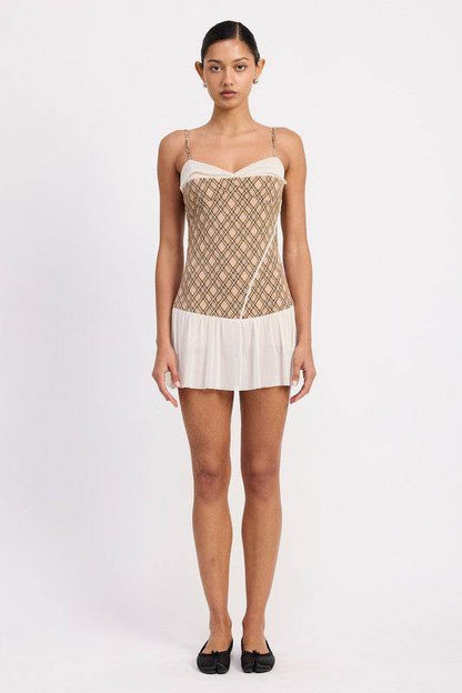 PLAID RUCHED MINI DRESS WITH CONTRAST TRIM - Shop Style & More | Fresh Looks, Everyday Deals & Free Shipping