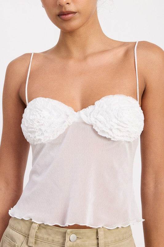 SHEER MESH FLORAL CUP CAMI TOP - Shop Style & More | Fresh Looks, Everyday Deals & Free Shipping