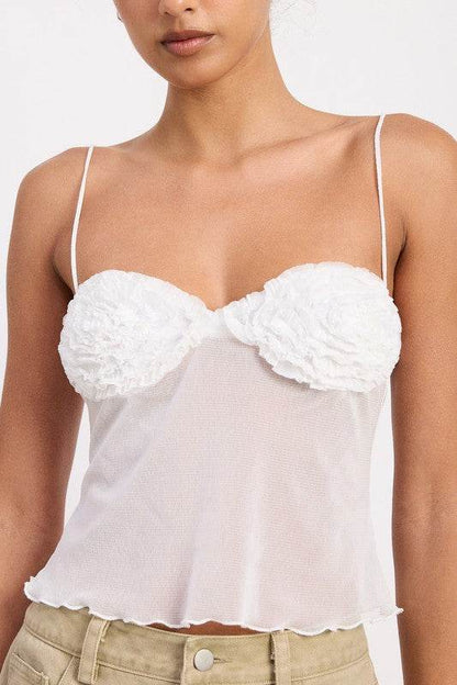 SHEER MESH FLORAL CUP CAMI TOP - Shop Style & More | Fresh Looks, Everyday Deals & Free Shipping