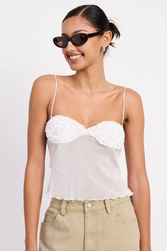 SHEER MESH FLORAL CUP CAMI TOP - Shop Style & More | Fresh Looks, Everyday Deals & Free Shipping