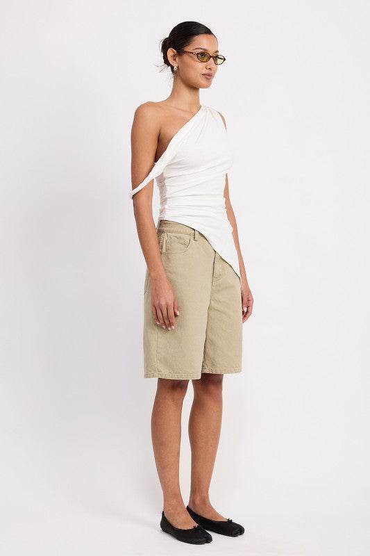 ONE SHOULDER ASYMMETRICAL HEM TOP WITH SIDE TWIST - Shop Style & More | Fresh Looks, Everyday Deals & Free Shipping