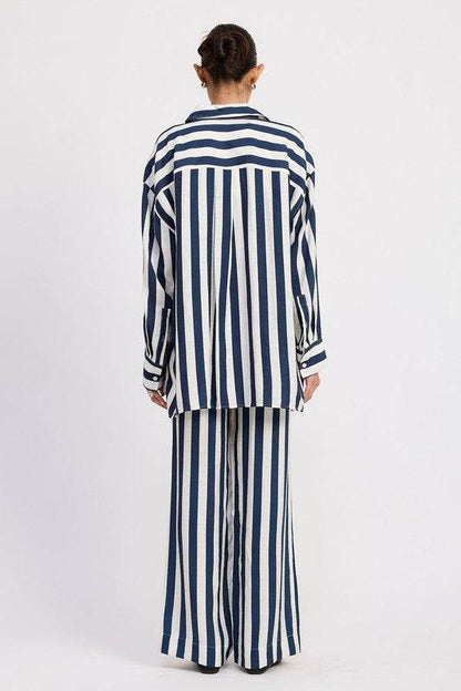 RELAXED FIT VERTICAL STRIPE BUTTON UP SHIRT - Shop Style & More | Fresh Looks, Everyday Deals & Free Shipping