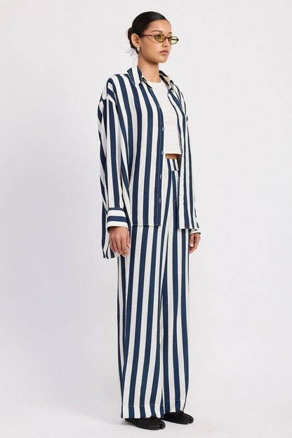 RELAXED FIT VERTICAL STRIPE BUTTON UP SHIRT - Shop Style & More | Fresh Looks, Everyday Deals & Free Shipping