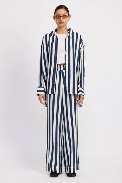 RELAXED FIT VERTICAL STRIPE BUTTON UP SHIRT - Shop Style & More | Fresh Looks, Everyday Deals & Free Shipping