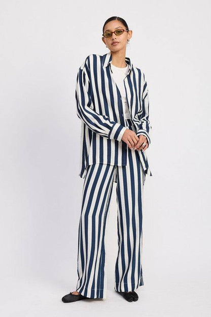 RELAXED FIT VERTICAL STRIPE BUTTON UP SHIRT - Shop Style & More | Fresh Looks, Everyday Deals & Free Shipping