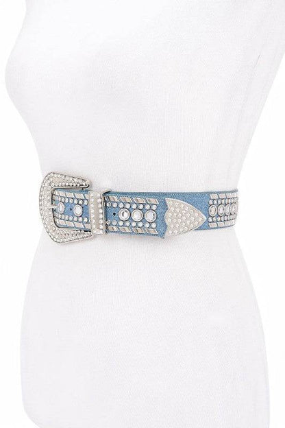 Mix Stud Rhinestone Denim Western Belt - Shop Style & More | Fresh Looks, Everyday Deals & Free Shipping