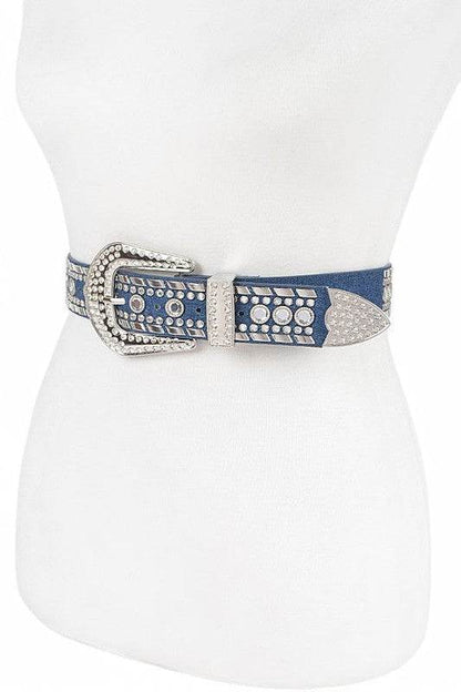 Mix Stud Rhinestone Denim Western Belt - Shop Style & More | Fresh Looks, Everyday Deals & Free Shipping